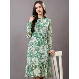 Cation Floral Print Ruffled Chiffon Midi Dress-picture-35