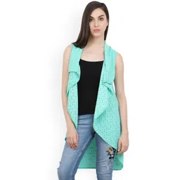 Cation Green Self-Design Longline Open Front Shrug-picture-21