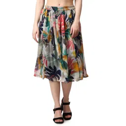 Cation Multicolor Floral Print A-Line Midi Skirt-picture-35