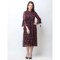 Cation Navy Floral Print Midi Dress-picture-19