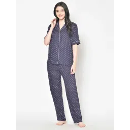 Cation Navy Printed Shirt With Pyjamas-picture-17