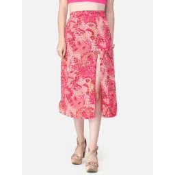 Cation Pink Floral Pattern A-Line Skirt-picture-25