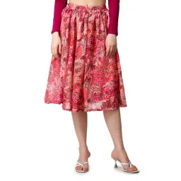 Cation Pink Floral Print A-Line Midi Skirt-picture-29