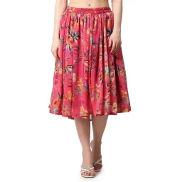 Cation Pink Floral Print A-Line Midi Skirt-picture-44