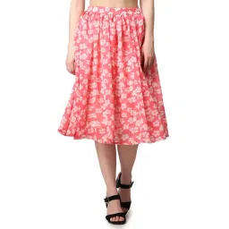 Cation Pink Floral Print A-Line Midi Skirt-picture-31