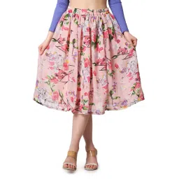 Cation Pink Floral Print A-Line Midi Skirt-picture-31