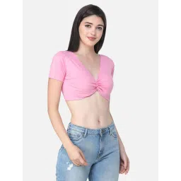 Cation Pink V Neck Crop Top image 3