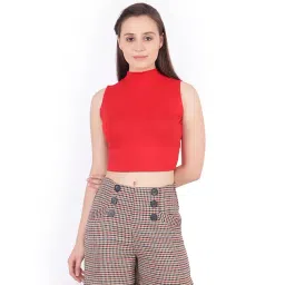 Cation Red Fitted Crop Top-picture-26