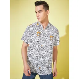 Cation White & Black Relaxed Graphic Tom & Jerry Printed Boxy Cotton Casual Shirt-picture-11