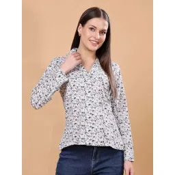 Cation White Cotton Printed Shirt image 1
