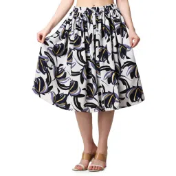 Cation White Floral Print A-Line Midi Skirt-picture-17