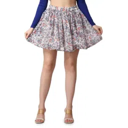 Cation White Floral Print Mini Skirt-picture-36