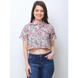 Cation White Printed Crop Shirt-picture-26