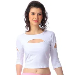 Cation White Regular Fit Crop Top-picture-22