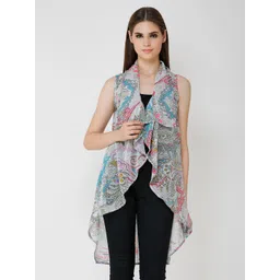 Cation Women Blue & Pink Printed Longline Waterfall Shrug-picture-23