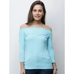 Cation Women Blue Solid Bardot Top-picture-31