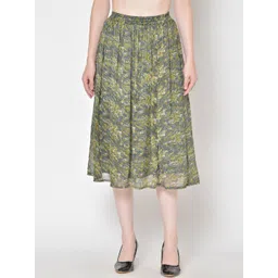 Cation Women Green Printed A-Line Skirt-picture-37