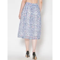 Cation Women White & Blue Printed Flared Skirt image 3