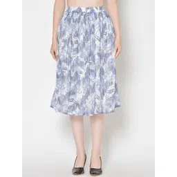 Cation Women White & Blue Printed Midi Skirt-picture-29