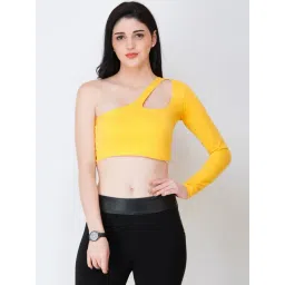 Cation Yellow One Shoulder Crop Top-picture-28