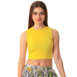Cation Yellow Regular Fit Crop Top-picture-29