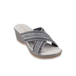 Catwalk Women's Grey Cross Strap Wedges-picture-31