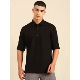 Cavallo by Linen Club Black Linen Slim Fit Casual Shirt-picture-45