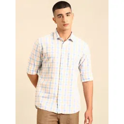 Cavallo by Linen Club Blue Linen Slim Fit Casual Shirt-picture-34