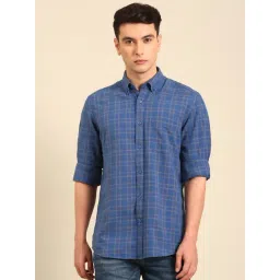 Cavallo By Linen Club Blue Slim Fit Checks Shirt-picture-31