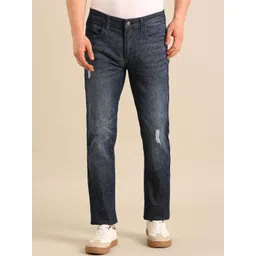 CAVALLO by Linen Club Men Urban Slim Slim Fit Mid-Rise Mildly Distressed Light Fade Jeans-picture-10