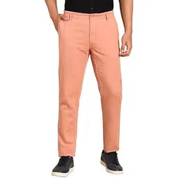 cavallo by linen club Men's Blended Linen Pink Solid Contemporary Fit Casual Trouser-picture-11
