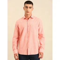 Cavallo by Linen Club Orange Linen Slim Fit Casual Shirt-picture-35