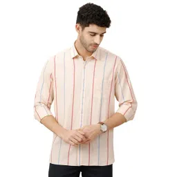 CAVALLO By Linen Club Pink Linen Contemporary Fit Stripes shirts-picture-22