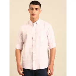 Cavallo by Linen Club Pink Linen Slim Fit Casual Shirt-picture-18