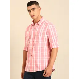 Cavallo by Linen Club Pink Linen Slim Fit Casual Shirt image 3