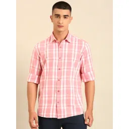 Cavallo by Linen Club Pink Linen Slim Fit Casual Shirt image 1