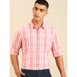 Cavallo by Linen Club Pink Linen Slim Fit Casual Shirt image 4