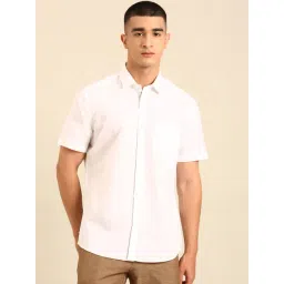 Cavallo by Linen Club White Linen Slim Fit Casual Shirt-picture-34