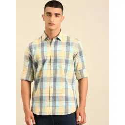 Cavallo by Linen Club Yellow Linen Slim Fit Casual Shirt-picture-36
