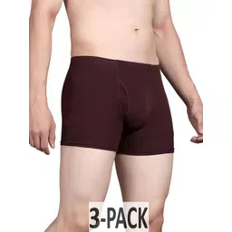 CAVENDERS Men Pack of 3 Solid Brown Blue & Maroon Cotton Briefs-picture-37