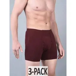 CAVENDERS Men Pack of 3 Solid Brown Blue & Maroon Cotton Briefs-picture-35
