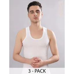 CAVENDERS Pack Of 3 Striped Cotton Basic Innerwear Vests c51=SWIFT---2---85-White-picture-23