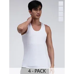 CAVENDERS Pack Of 4 Pure Cotton Gym Vests - soft White Premium quality Dno-v367st-picture-10