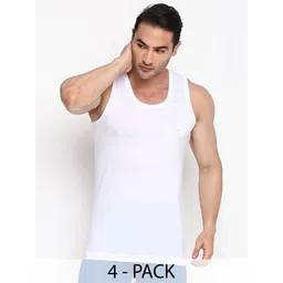 CAVENDERS Pack Of 4 Pure Cotton Gym Vests soft White Premium quality Dno-v409st image 1
