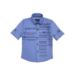 CAVIO Boys Blue Horizontal Stripes Printed Party Shirt-picture-49