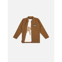 Cavio Boys Brown & White Solid Full Sleeves Clothing Sets-picture-37
