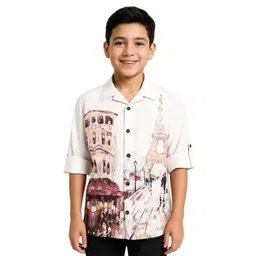 CAVIO Boys Comfort Fit Conversational Printed Spread Collar Cotton Casual Shirt-picture-12