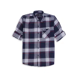 CAVIO Boys Comfort Spread Collar Tartan Checked Cotton Casual Shirt-picture-40