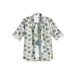 Cavio Boys Cream Cotton Printed Shirt-picture-20