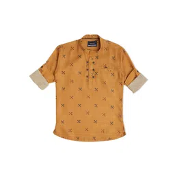 CAVIO Boys Floral Printed Mandarin Collar Cotton Casual Shirt-picture-53